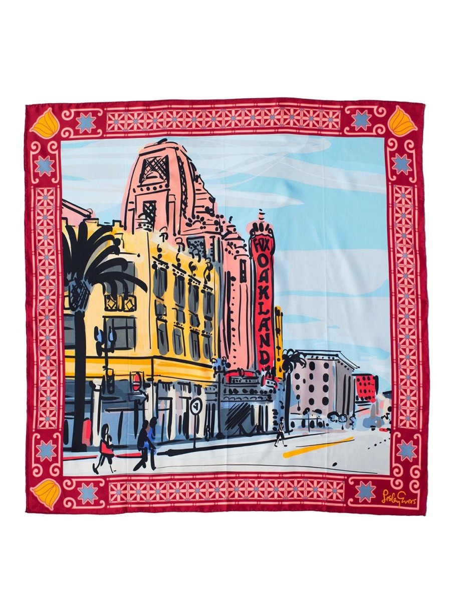 Clearance Lesley Evers Lillian Silk Twill Scarf Oakland Fox Theater