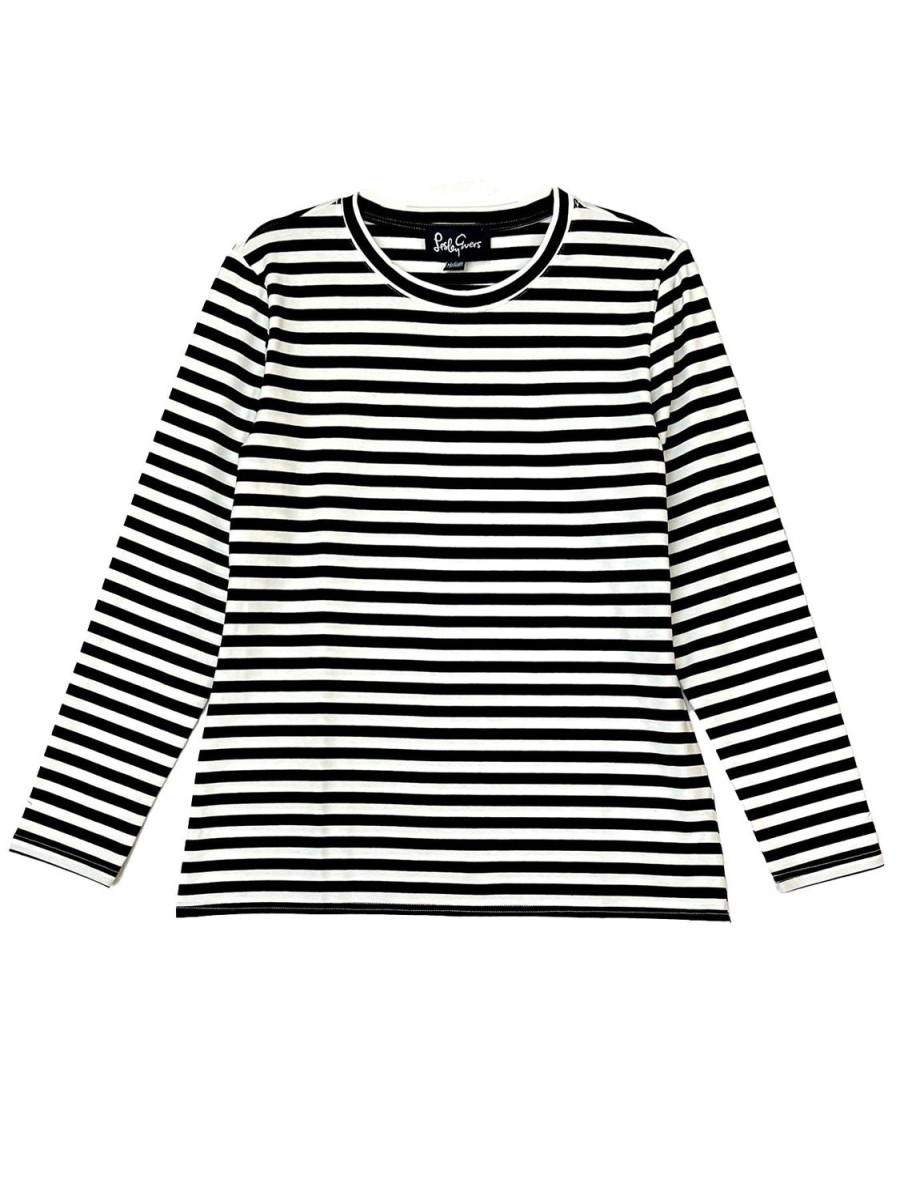 Hot Lesley Evers Jeanette Tee Black & Ivory Stripe