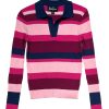 Clearance Lesley Evers Taylor Knit Top Pink Stripe