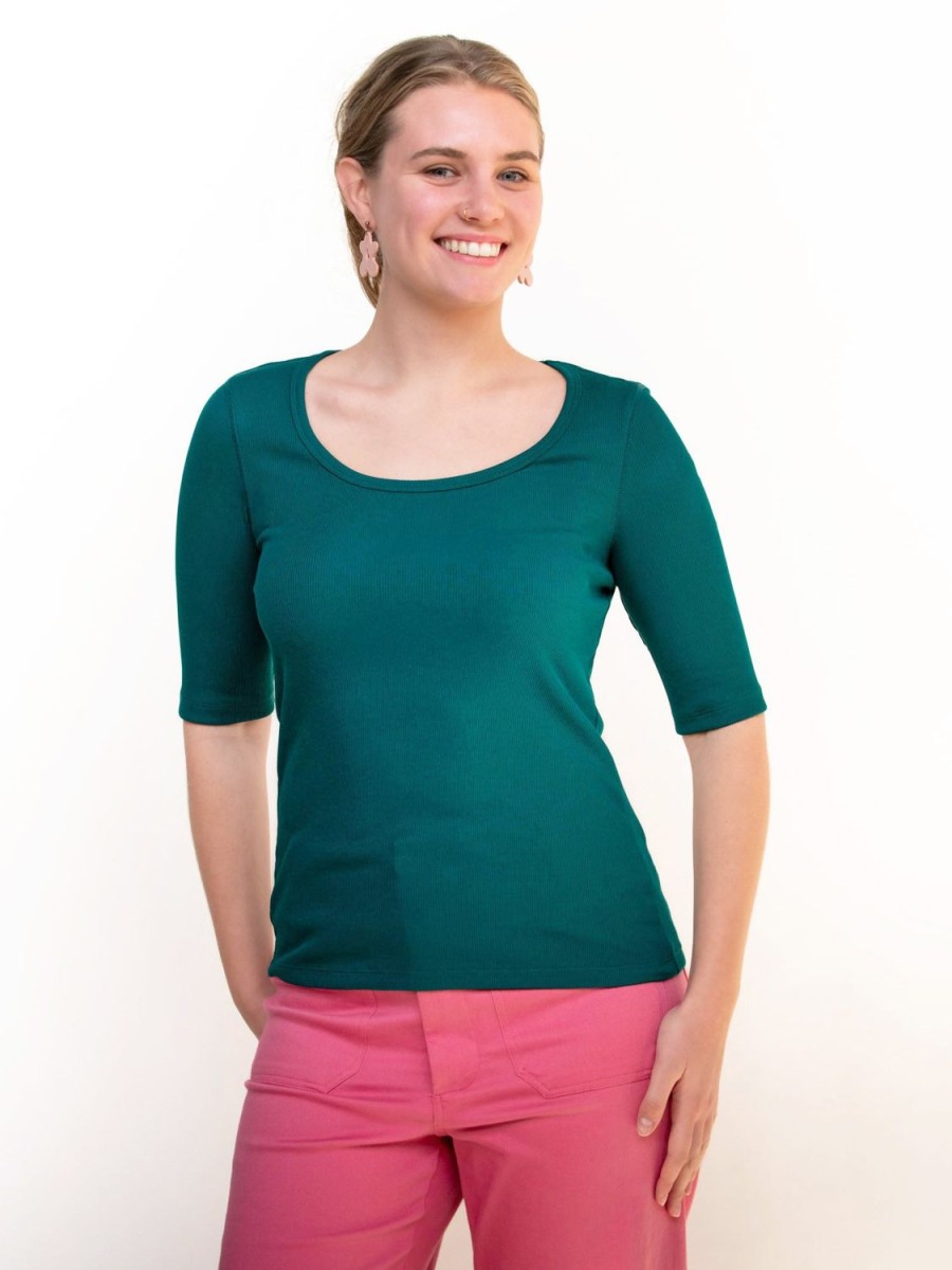 New Lesley Evers Mallory Rib Tee Teal