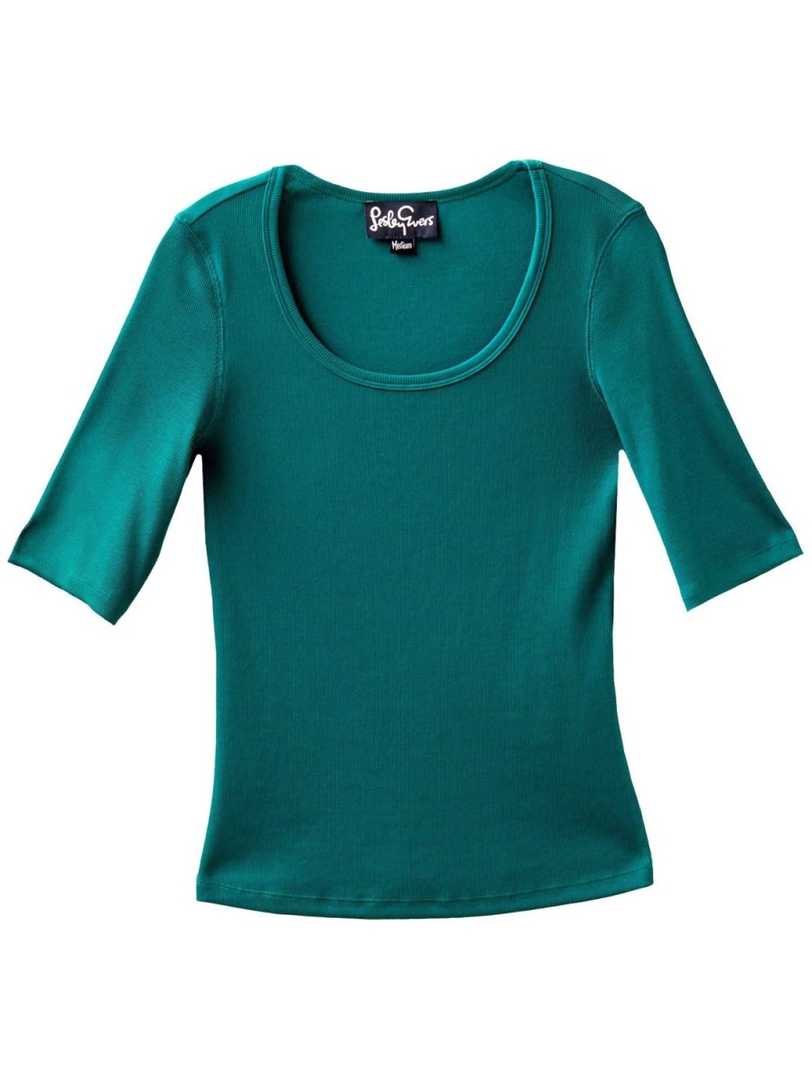 New Lesley Evers Mallory Rib Tee Teal