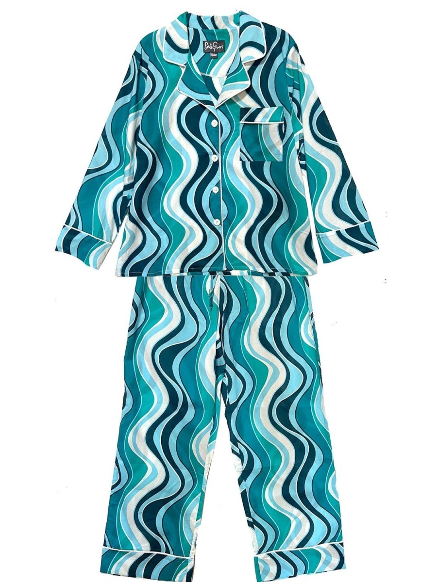 Clearance Lesley Evers Josephine Pajama Set Blue Wave