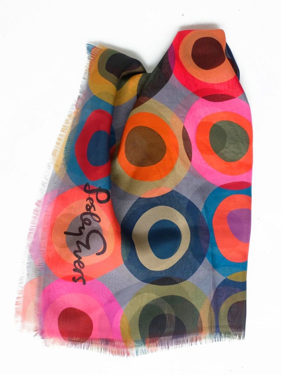 Online Lesley Evers Esme Silk Scarf Circles Light