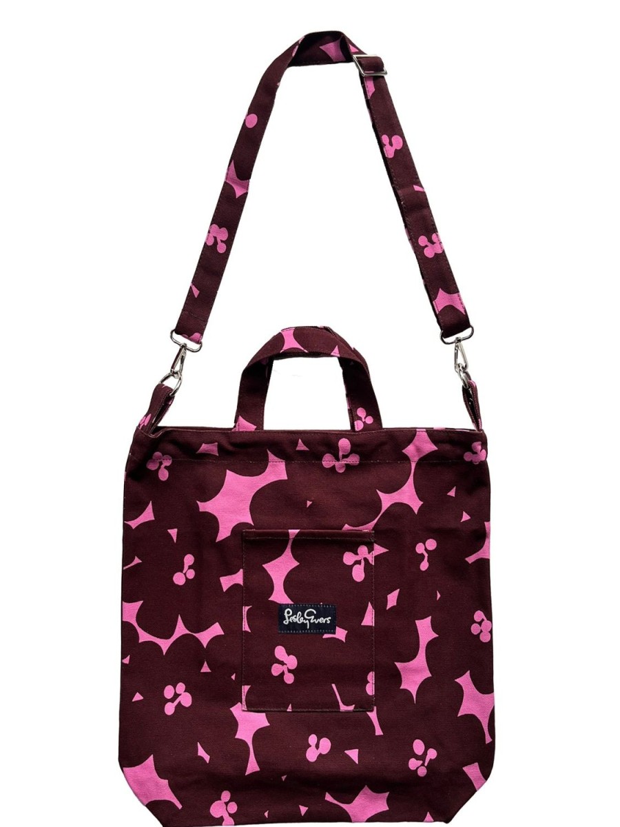 Clearance Lesley Evers Ivy Tote Magenta Jumbo Blooms