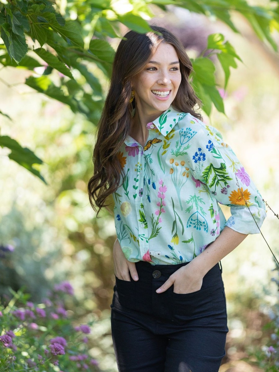 Clearance Lesley Evers Dawn Shirt Prairie Posy Mint