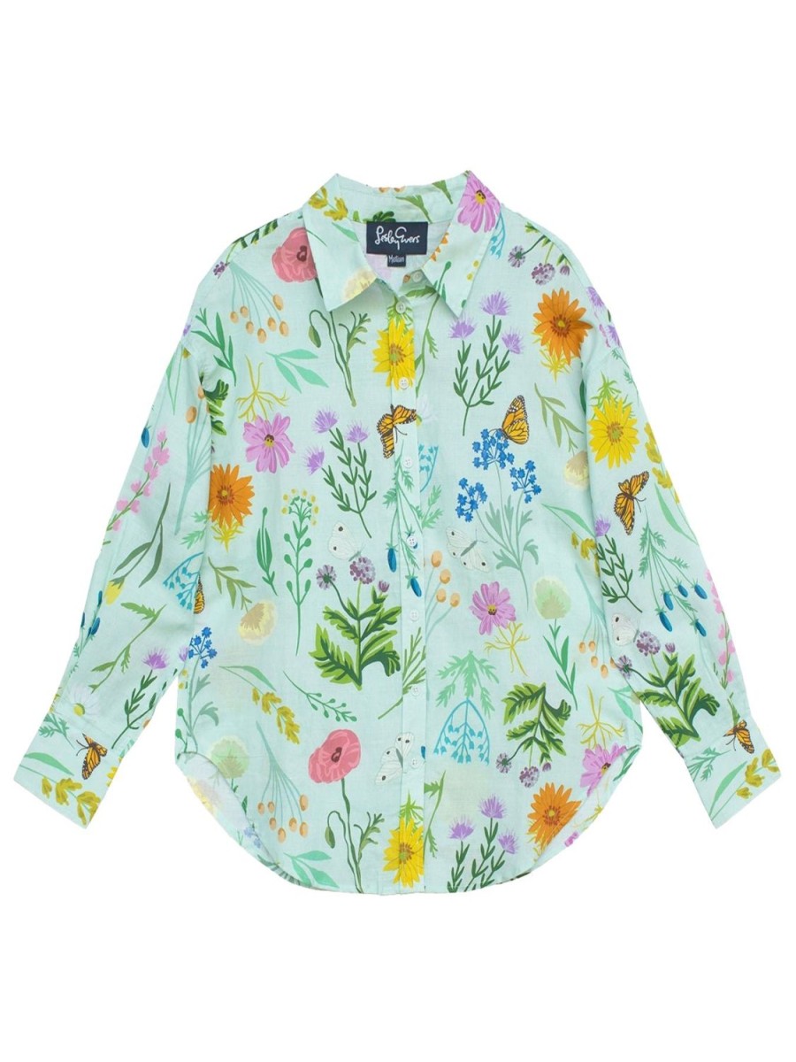 Clearance Lesley Evers Dawn Shirt Prairie Posy Mint