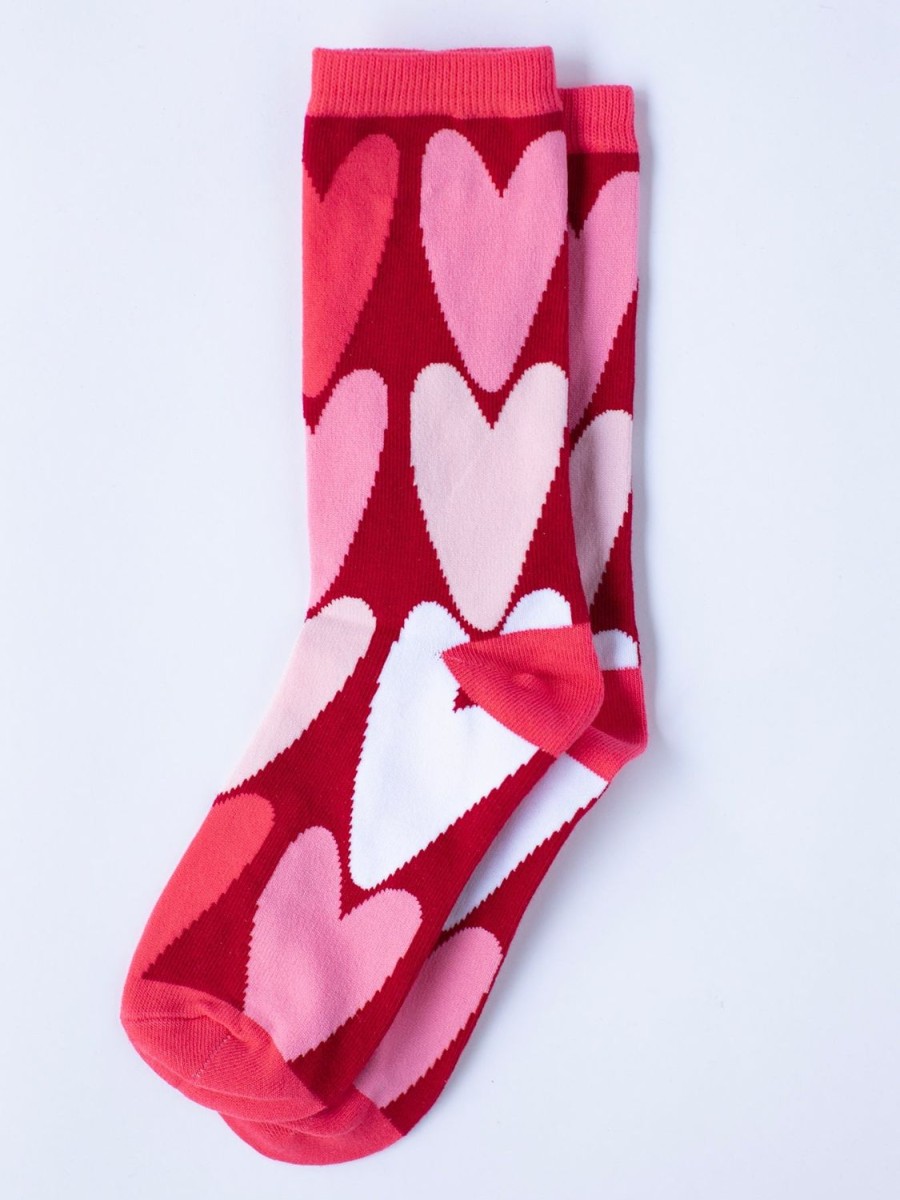 Clearance Lesley Evers Socks Hearts Pink