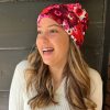 Best Lesley Evers Beanie Flower Power Burgundy