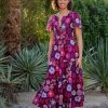 New Lesley Evers Genevieve Dress Dazzle Flower Magenta