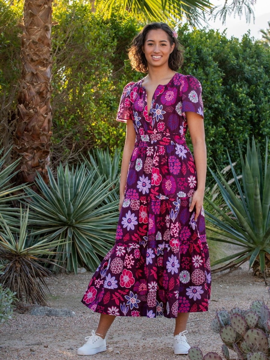 New Lesley Evers Genevieve Dress Dazzle Flower Magenta