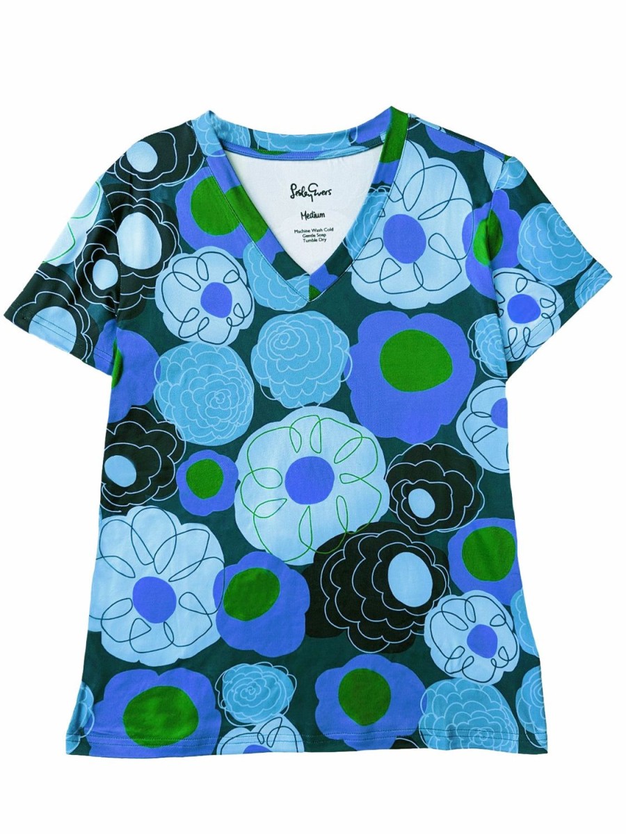 Clearance Lesley Evers Cindi Tee Flower Charm Blue