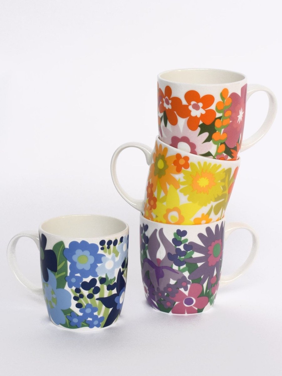 Wholesale Lesley Evers Ceramic Mugs Set Of 4 Flower Power