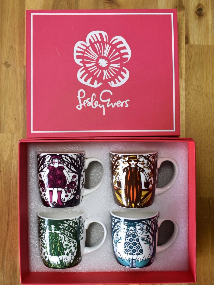 Clearance Lesley Evers Ceramic Mugs Set Of 4 Forest Girls